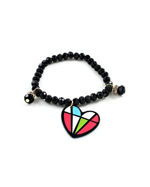 Black Beads Charm Bracelet